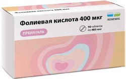 Фолиевая кислота 400 мкг пренаталь, Renewal табл. 100 мг №90 БАД к пище